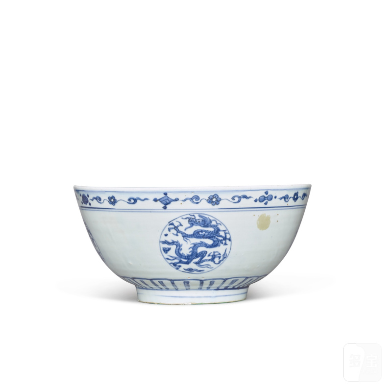 明末 青花團龍紋大盌 - 图3